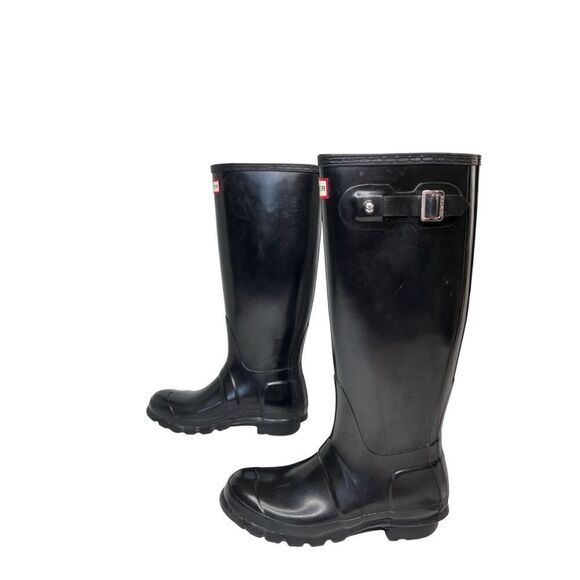 Hunter Boot WT1000RGL Glossy Black Original Tall Rubber Rain Boot sz 6 - Picture 9 of 12